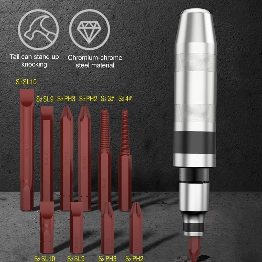 12 PCS Manual Impact Driver, S2 Alloy Steel Impact Driver Bit Set, Broken Bolt Extractor Set, Rust Screw Extractor, Impact Screwdriver for Dismantling the Old Screws (12PCS) image number 1