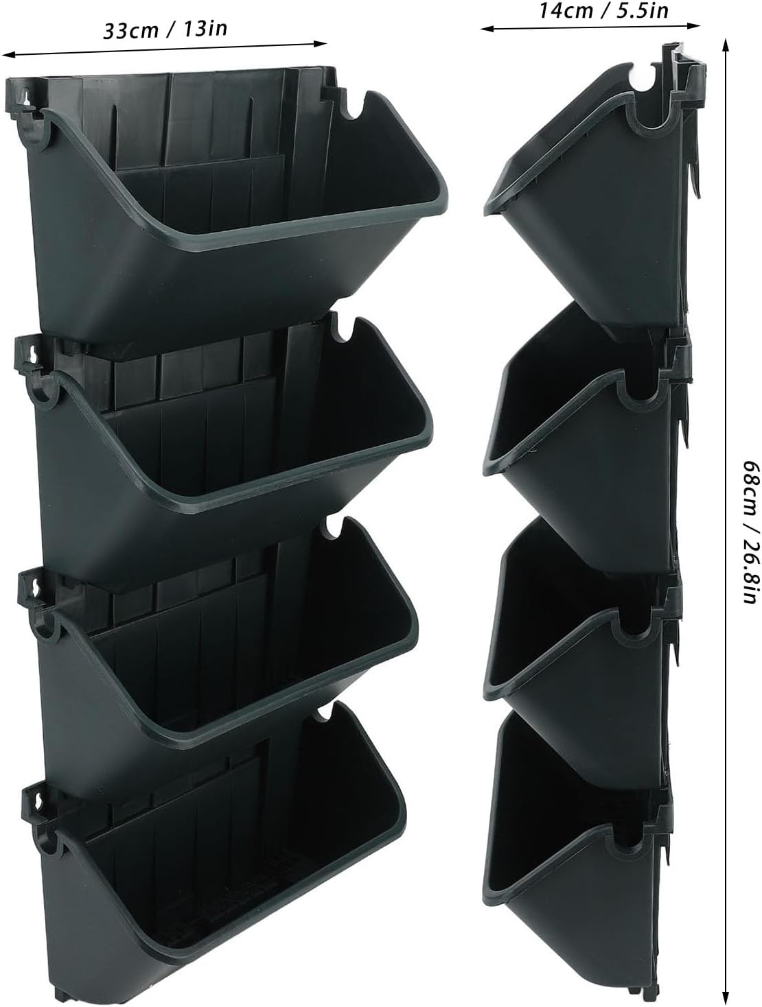 Vertical Garden Planter for Indoor and Outdoor Plants, 4 Pots Hanging Vertical Wall Planter, Wall Mounted Vertical Hanging Wall Planter for Yard Garden Fence Home image number 5