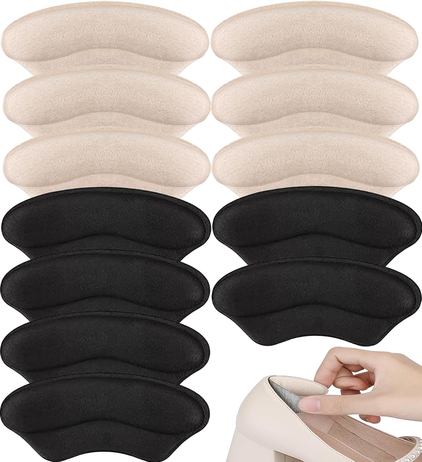 YBVABE Heel Grips - 12Pieces Comfortable Shoe Inserts for Shoe, Leather Heel Cushion Liner Back of Heel Protectors Cushions, Self-Adhesive - Foot Care Accessories for Blister Prevention&Shoe Comfort image number 6