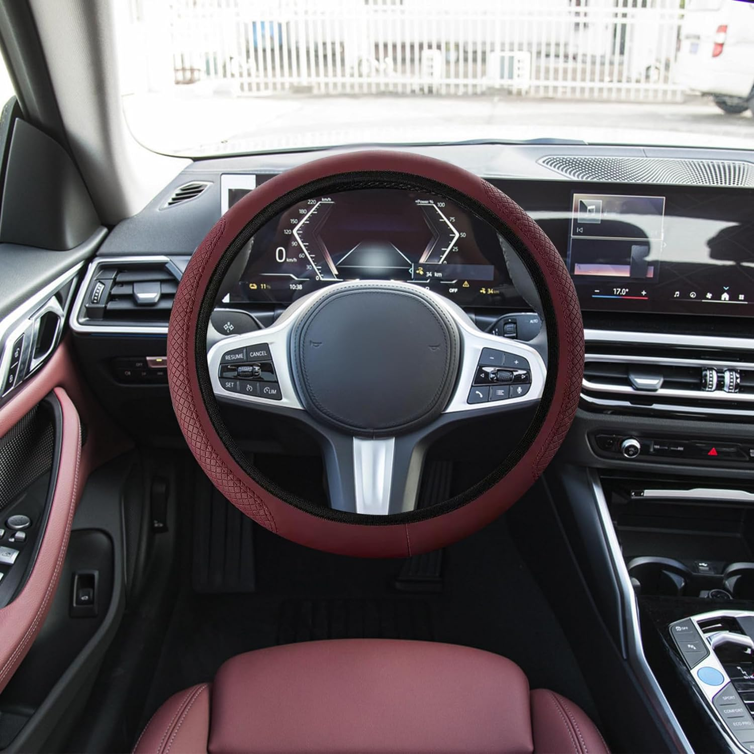 Car Steering Wheel Cover, Steering Wheel Cover for Men and Women, 15 Inch Microfiber Leather Auto Steering Wheel C Over, PU Leather Car Steering Wheel Cover Fit for Most Cars, Suvs, Trucks