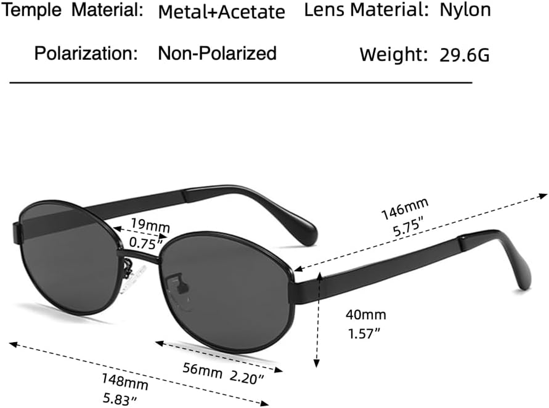 ONLYZILLA Retro Oval Sunglasses for Women Trendy Classic Shades, Non-Polarized, UV400 Protection Impact Resistant Nylon Lens