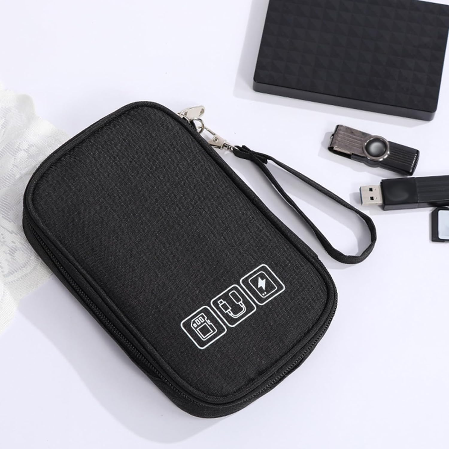 Rdjeokf Travel Cable Organizer Bag, Cable Tidy Storage Box Pouch, Travel Gadget Cables Electronics Organiser Accessories Bag, Portable Tech Gear Bag, for Cable, Cord,Charger image number 6