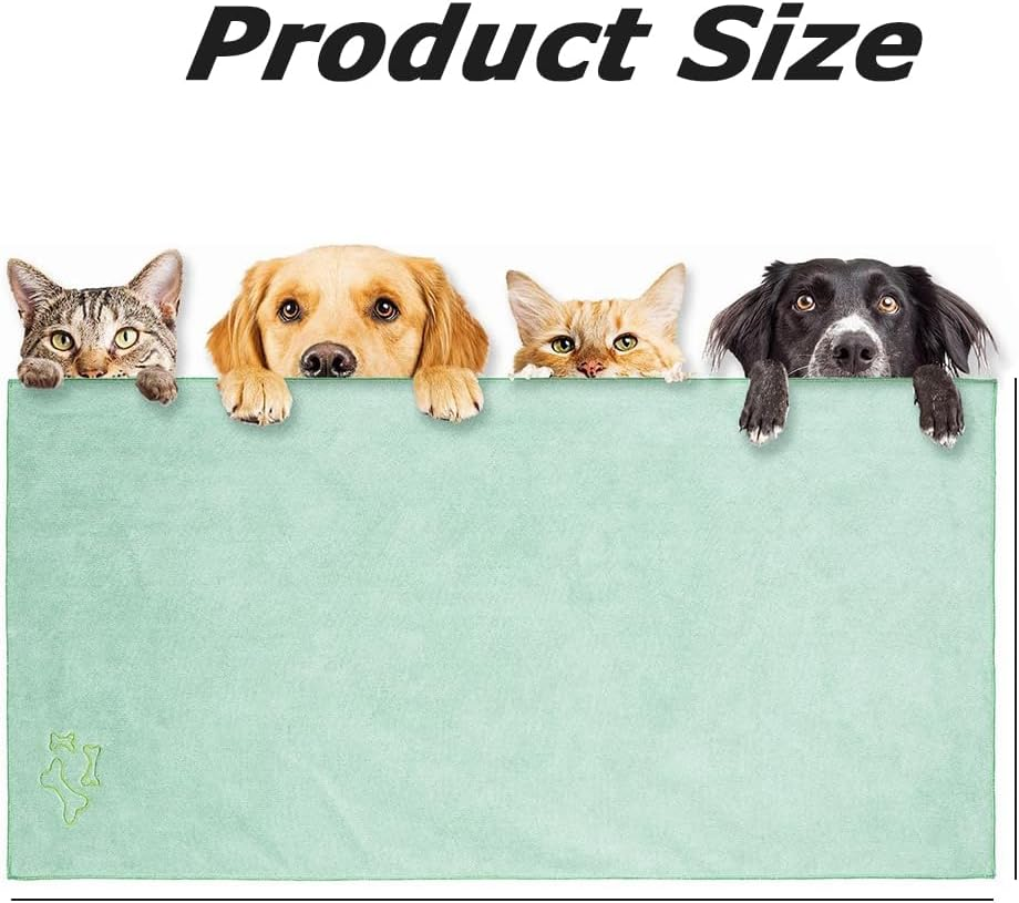 Pack of 3 Large Microfiber Pet Towels, Quick Dry Dog & Ca Washcloths, Super Absorbent Sweat Rags, for Pet Bathing, Grooming, and Drying 50X100 CM image number 4
