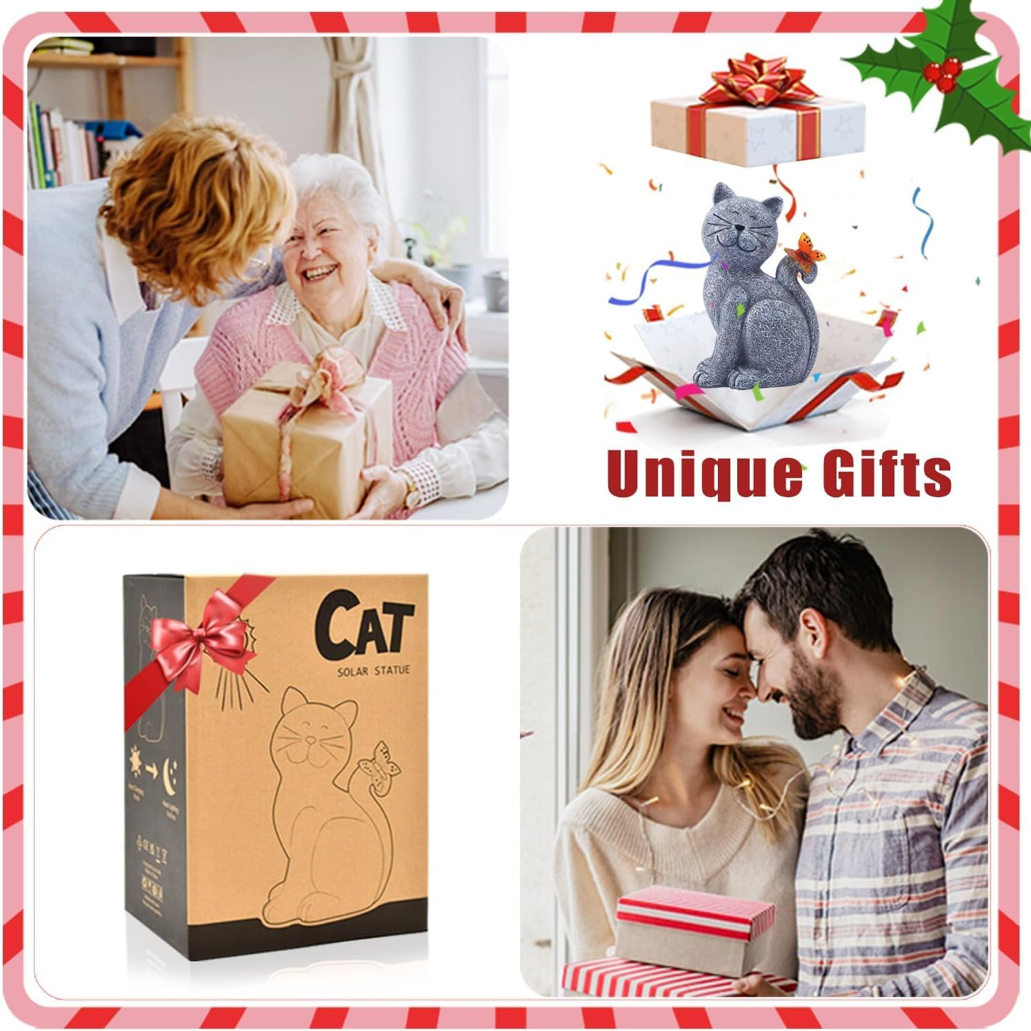 Garden Cat Statue Outdoor Solar Light, outside Decor with Butterfly, Patio Easter Ornament for Lawn Balcony Porch Yard Art Decor, Birthday Gifts for Mom Grandma Women image number 6