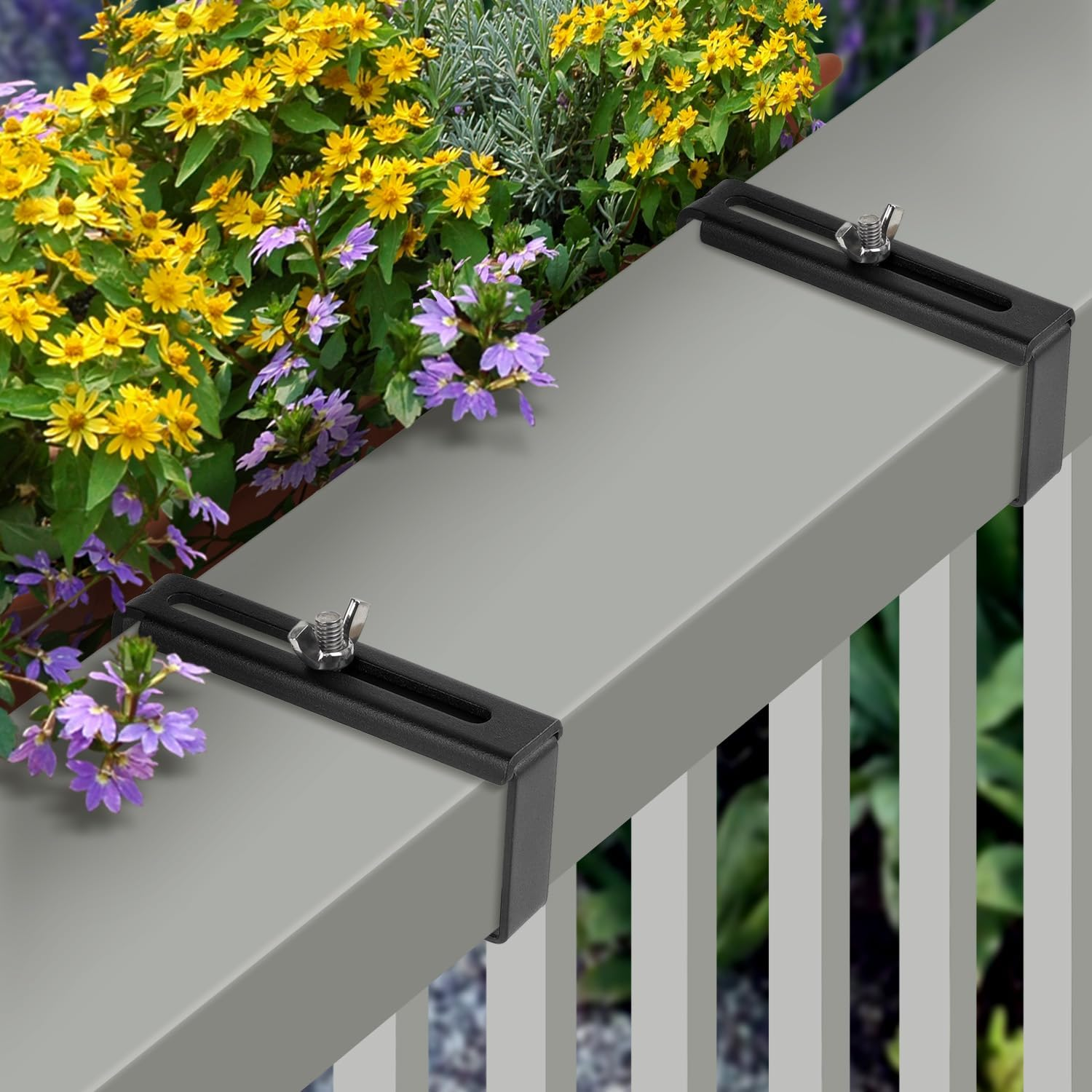 Adjustable Planter Box Bracket (Set of 4), Brackets for Window Boxes Planters, Planter Shelving with Adjustable Size the Width of the Bottom of the Planter Box- Great for Garden Fence, Balcony. image number 2