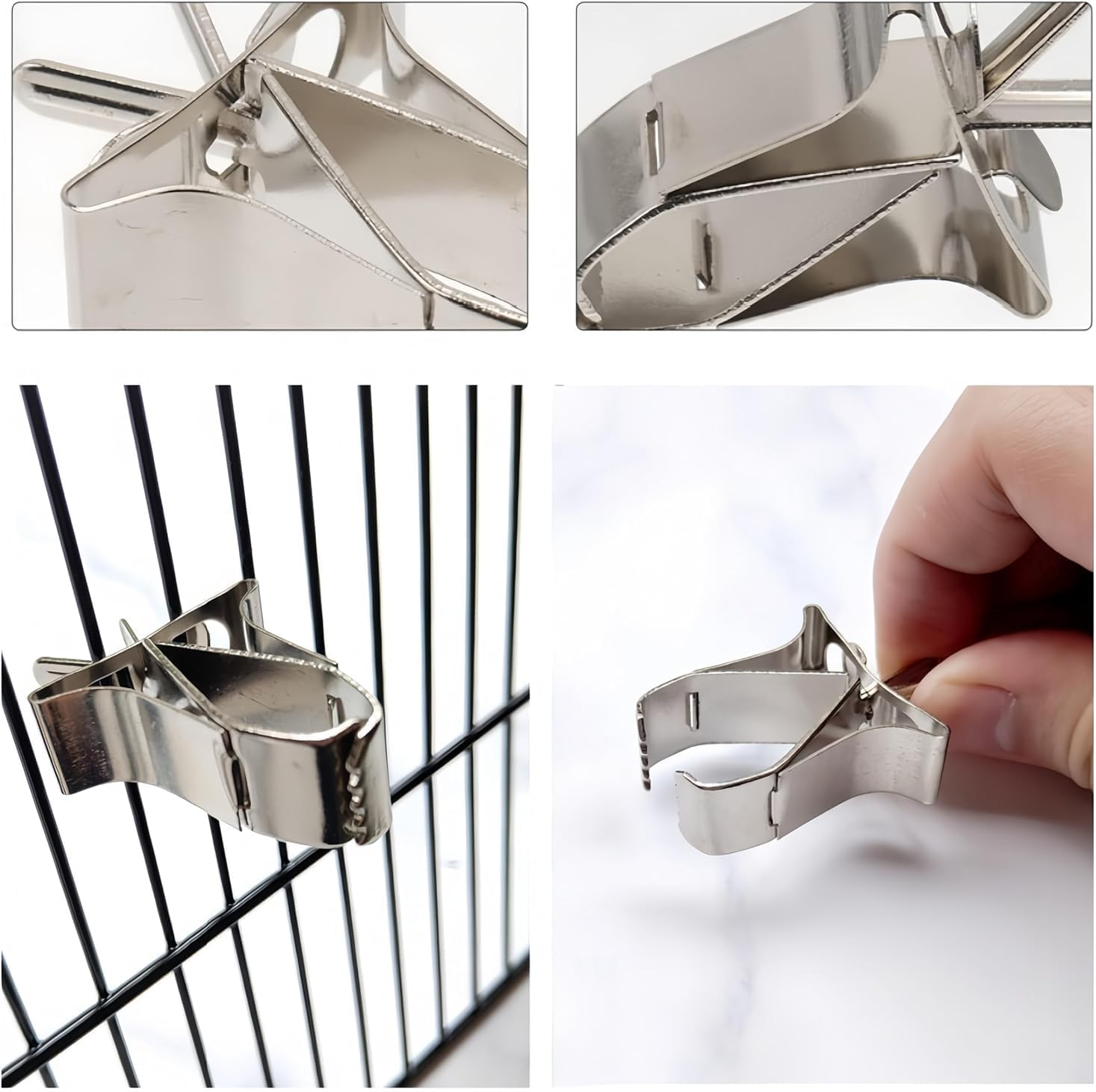 Stainless Steel Parrot Food Clips, 6 Pieces Stainless Steel Parrot Fruit and Vegetable Clips,Stainless Steel Feeder Bird Fruit Vegetable Clamps