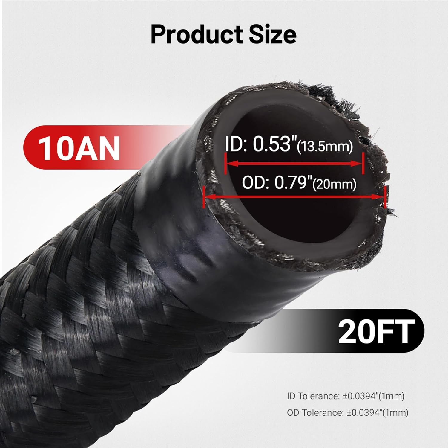 EVIL ENERGY 20Ft 10AN 5/8" Fuel Line Fitting Kit Nylon Braided CPE Oil Hose Universal Black image number 2