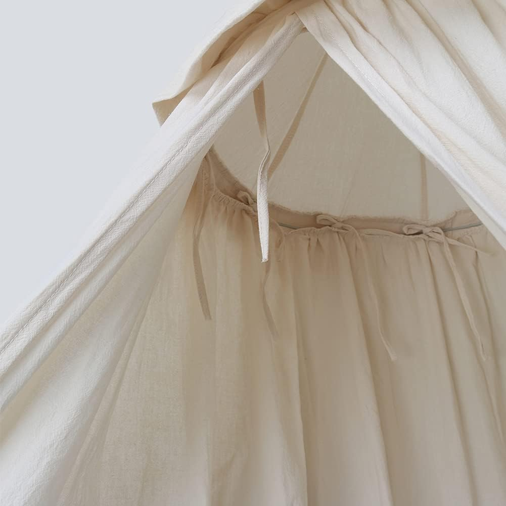 IBIZA VIBE MAMERIA Kids Bed Canopy with Frills Cotton Cover Net for Baby Crib Reading Nook Curtain Hideaway Hanging round Tent Nursery Bedding Play Room Decor