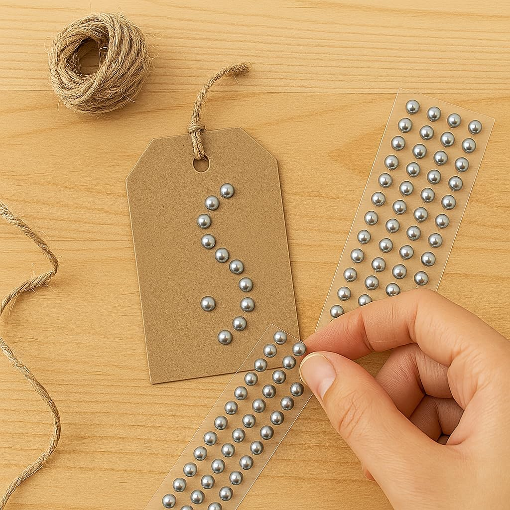 400 Self Adhesive Pearls 6Mm Small round Pearl Stick on Adhesive Beads Embellishment (Metallic Silver) image number 1