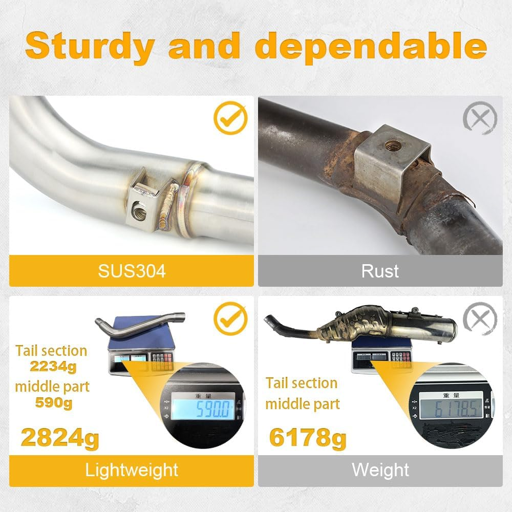 Motorcycle Exhaust Muffler Middle Link Pipe, Stainless Steel Exhaust Middle Pipe Compatible with DR650 SE 1996-2024 image number 3