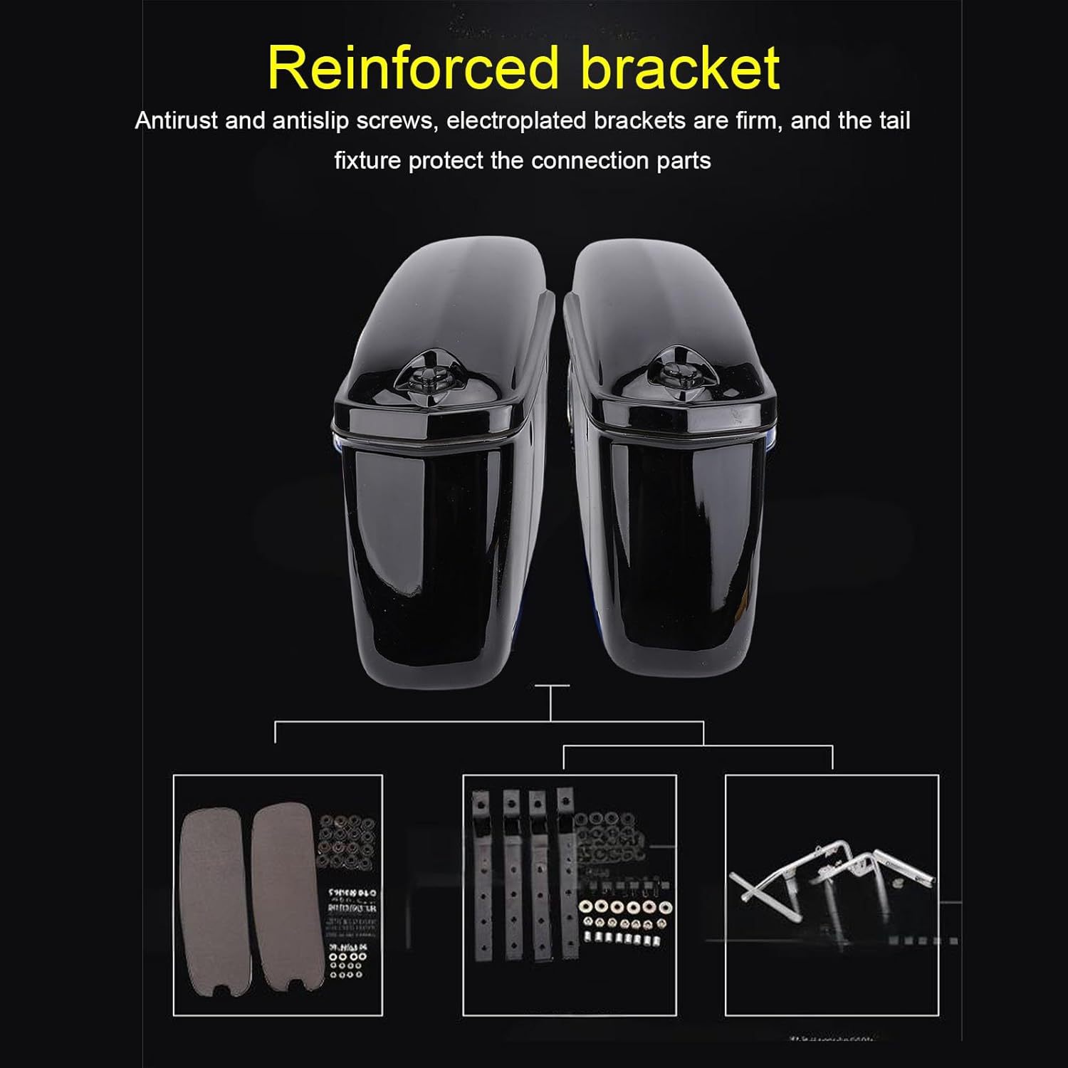 Focket Motorcycle Hard Saddle Bags, 22L ABS Waterproof Lockable Top Opening Trunk with Security Lock and Keys, Universal Motorcycle Side Case Replacement for Cruiser image number 2