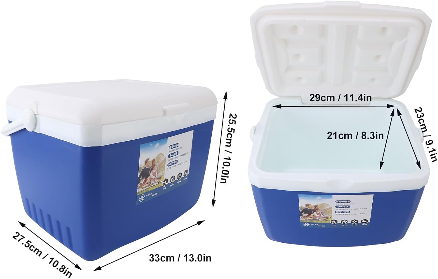 13L Insulated Portable Cooler, Portable Hard Cooler with Handles, Leak Proof Ice Chest Box, Outdoor Cooler for Car, Travel, Fishing, Camping, BBQ, Beach, Picnic, Drink, Beverage image number 4