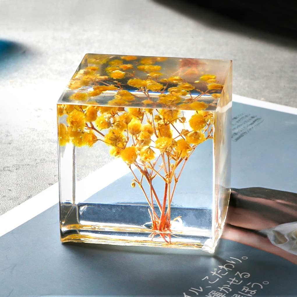 Fineinno Large Square Silicone Resin Mold, 3.35" Cube, DIY Art Epoxy Resin Casting Mold for Candle Soap Making image number 1