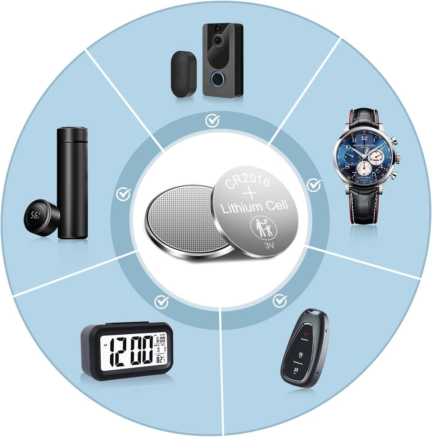 CR2016 3V Lithium Battery Coin Cell 3V Button Battery Long Lasting CR 2016 Compliant with Coin Battery Safety Standards 2020