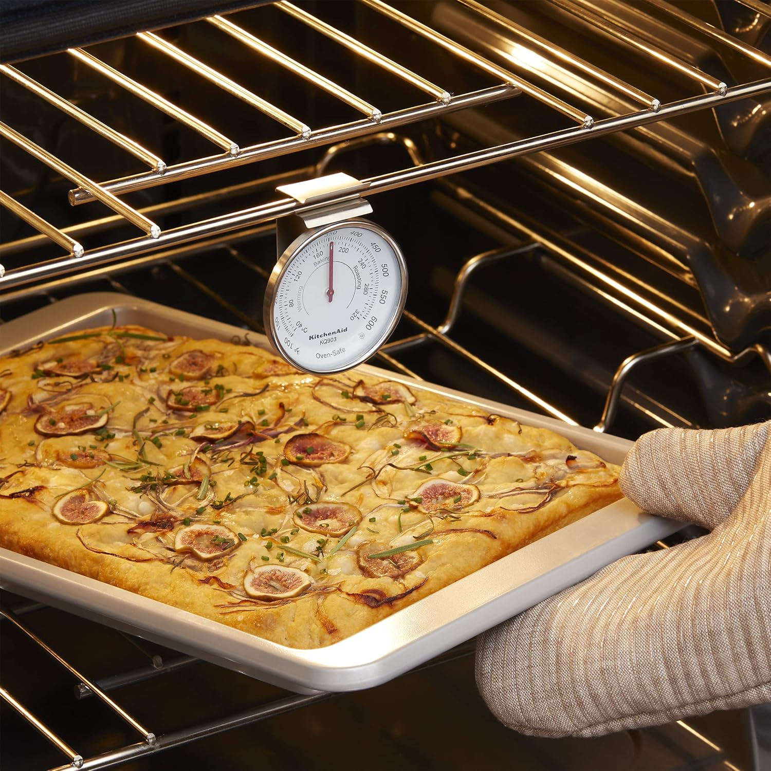 Kitchenaid KQ903 3-In Analog Dial Oven/Appliance Thermometer, Oven Food Grill Chef Smoker Cooking Thermometer, Temperature Range: 100F to 600F, Stainless Steel