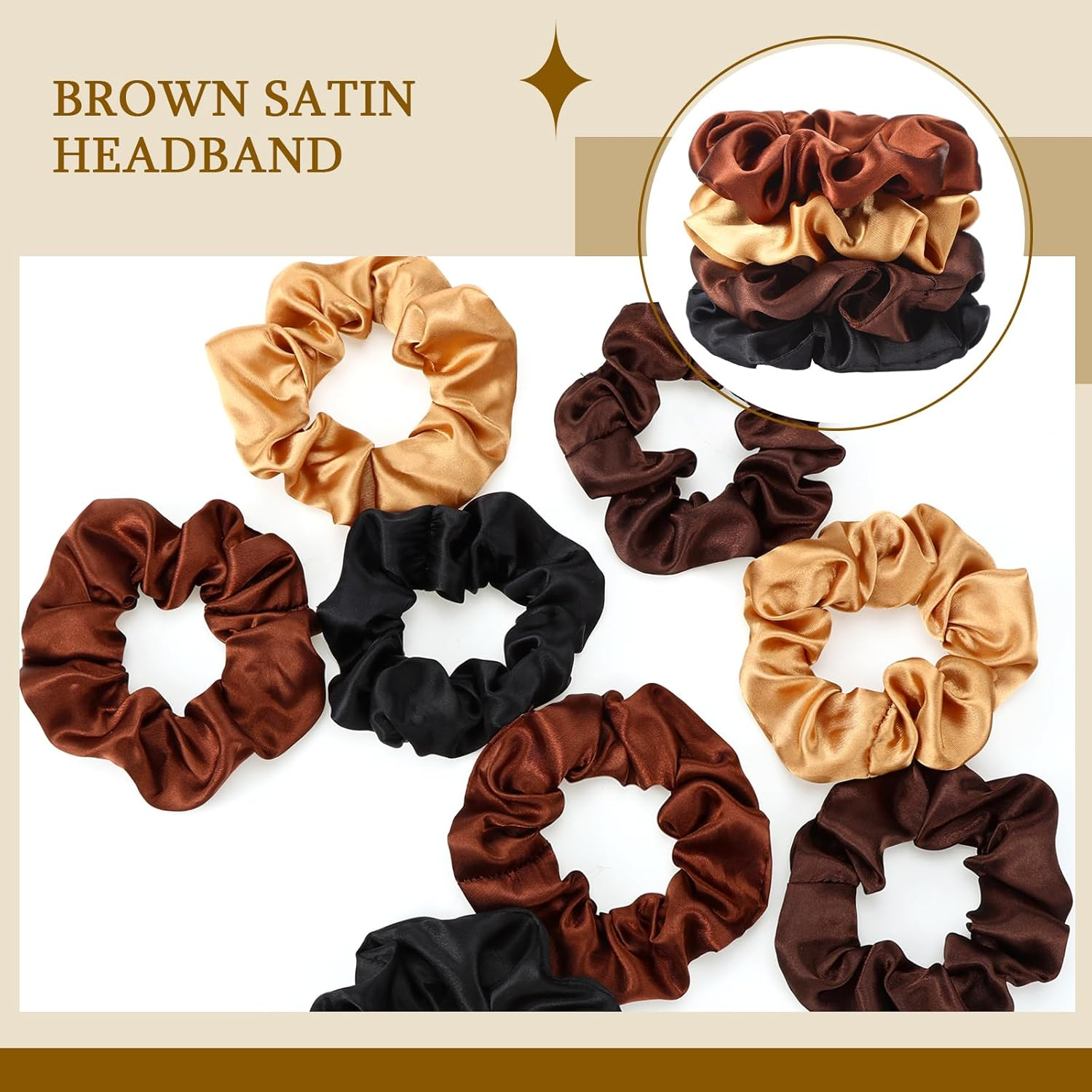 12 Pieces Satin Hair Scrunchies Elastic Hair Bobbles Scrunchies Hair Ties for Kids Adults, 6 Colors image number 3
