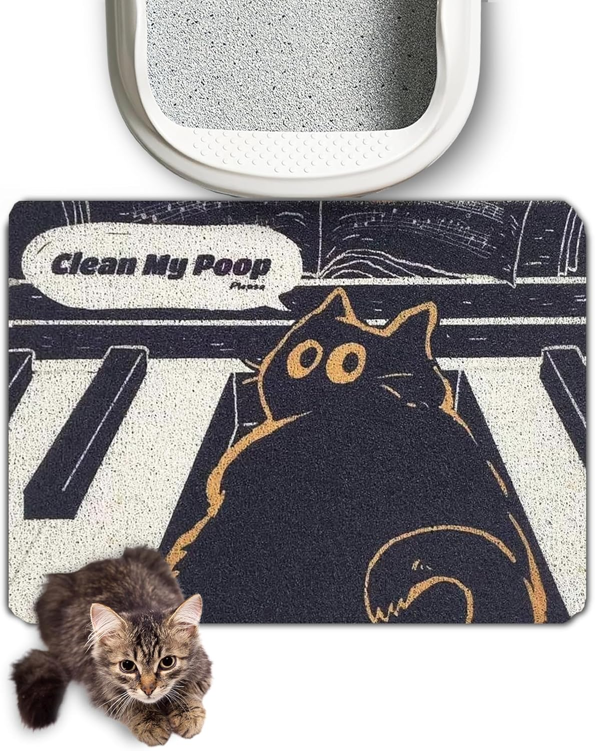 Lukamoo&reg; Cute Cat Litter Mat Large, 60 X 40 Cm, for Kitty Litter & Cute Cat Litter Box, Cat Accessories for Indoor Cats, Litter Trapping Mat (Melody) image number 4