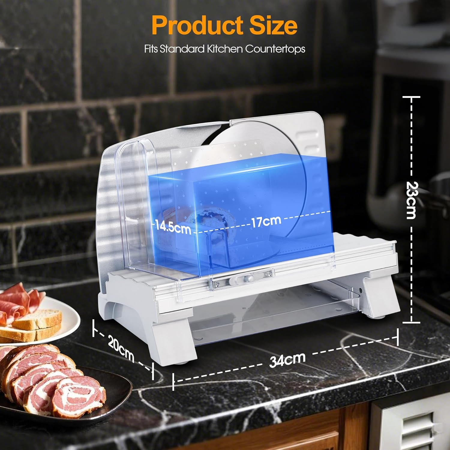 Electric Meat Slicer, 6.7" Meat Slicers Precision Food Cutting Machine W/ 2 Removable Stainless Steel Blades, Easy-Wash Fruit Cheese Meat Cutter | Adjustable Thickness | 200W image number 1