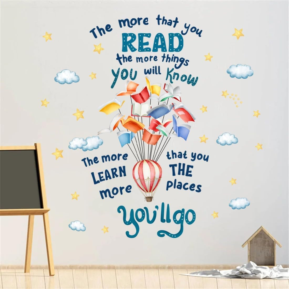 YIMEHDAN Reading Book Wall Decal,The More That You Read the More Things You Will Know Inspirational Quote Vinyl Wall Stickers, Removable Educational Reading Artwork for Classroom Office Library Decor image number 5