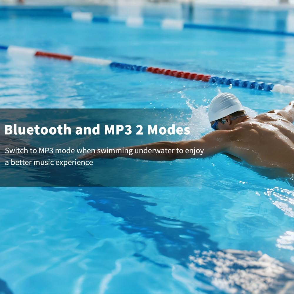 Bone Conduction Headphone, 32GB Memory Bluetooth Swimming Earphone with Luminous Breathing Lamp IPX8 Waterproof Headphone for Swimming, Running, Riding image number 6