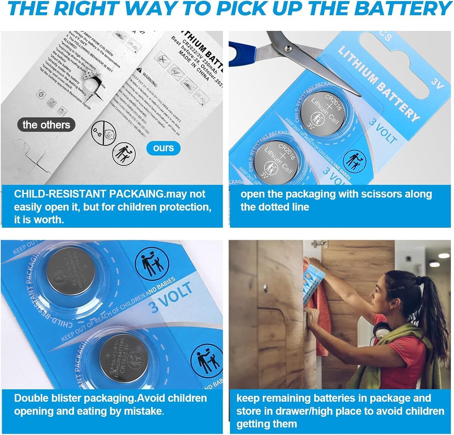 CR2032 Battery 50 Counts 3V 2032 Lithium Coin Button Cell (20X3.2MM) image number 3