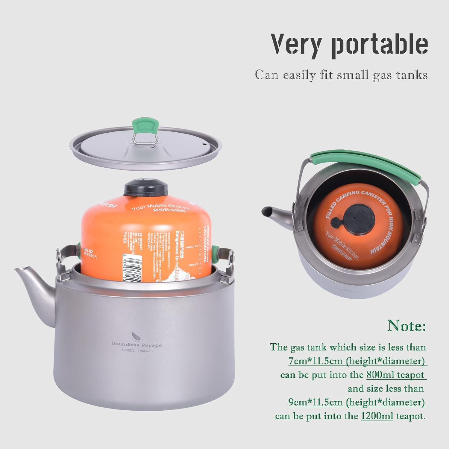 Boundless Voyage Titanium Kettle 800Ml/1200Ml with Folding Handle Filter Outdoor Camping Big Capacity Teapot