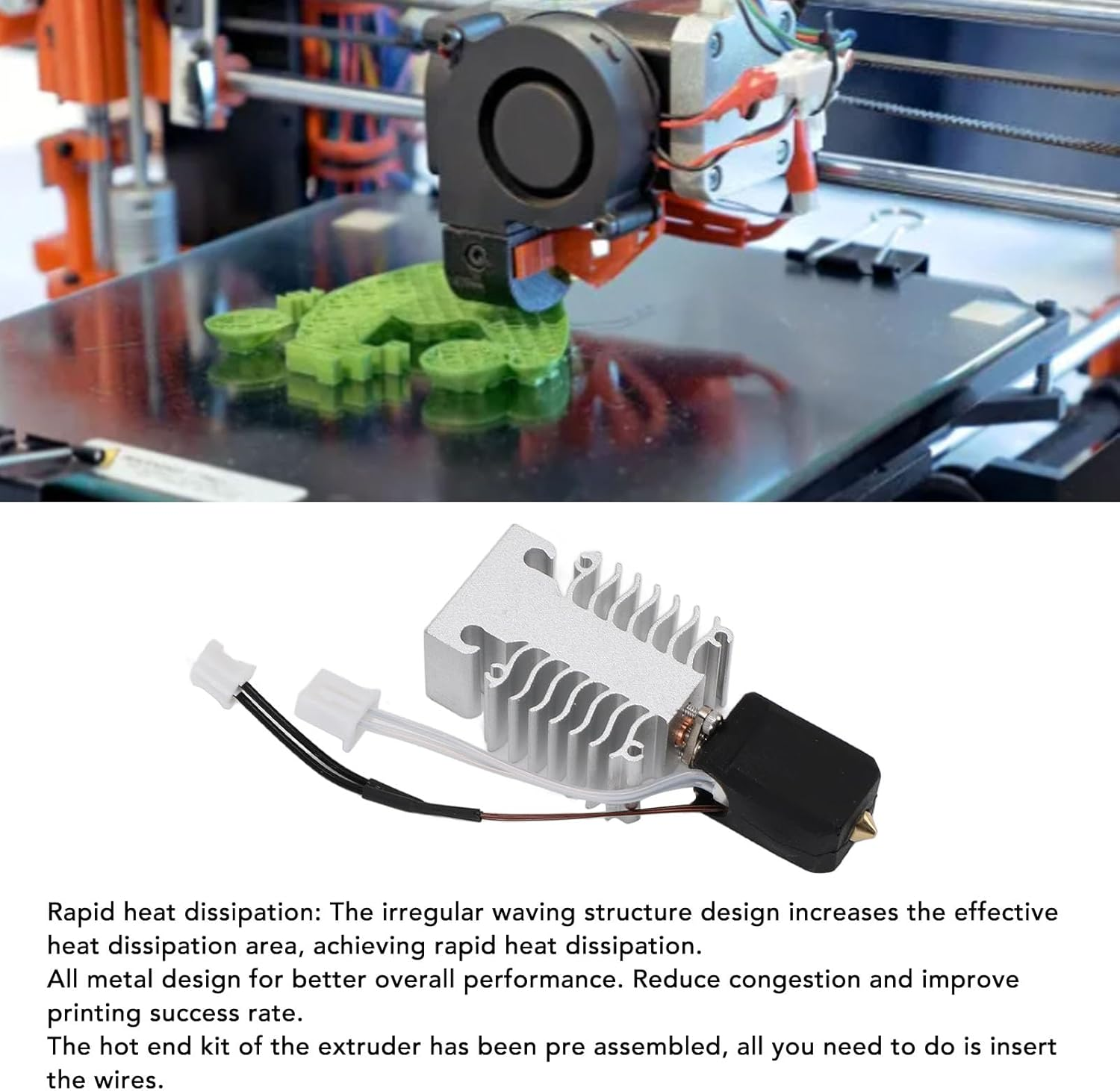 Hotend Kit for Ender 3 V3 SE, Upgrade Assembled Extruder Hot End Replacement, 300℃ High Temperature 24V 60W 250Mm/S 3D Printer Parts Accessories image number 3