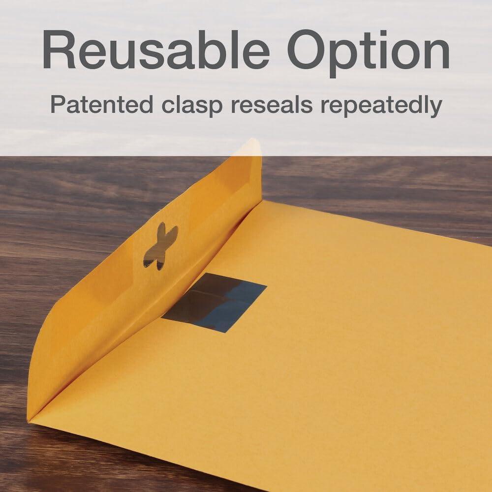 Quality Park Postage Saving Clearclasp Kraft Envelope, 97, Cheese Blade Flap, Clearclasp Closure, 10 X 13, Brown Kraft, 100/Box image number 1
