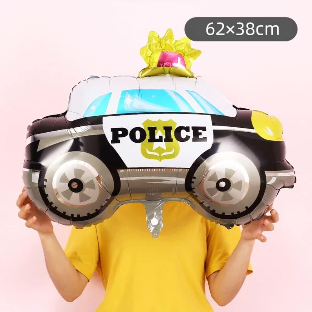 Weenkeey 5Th Police Car Birthday Balloons Giant Police Car Aluminum Foil Balloon Number 5 Mylar Balloon for Police Party Boys Birthday Decor - Blue image number 3