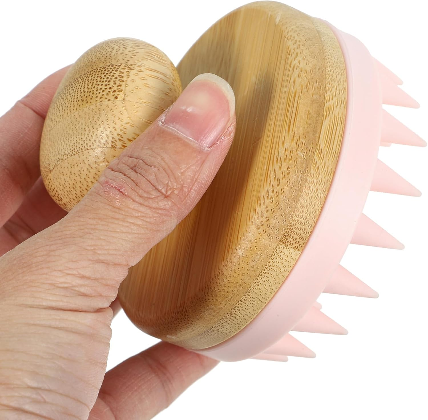 Healeved Silicone Scalp Massager Shampoo Brush for Hair Care Pink Soft Head Scrubber Home Hair Scalp Massage Tool Shower Use image number 4