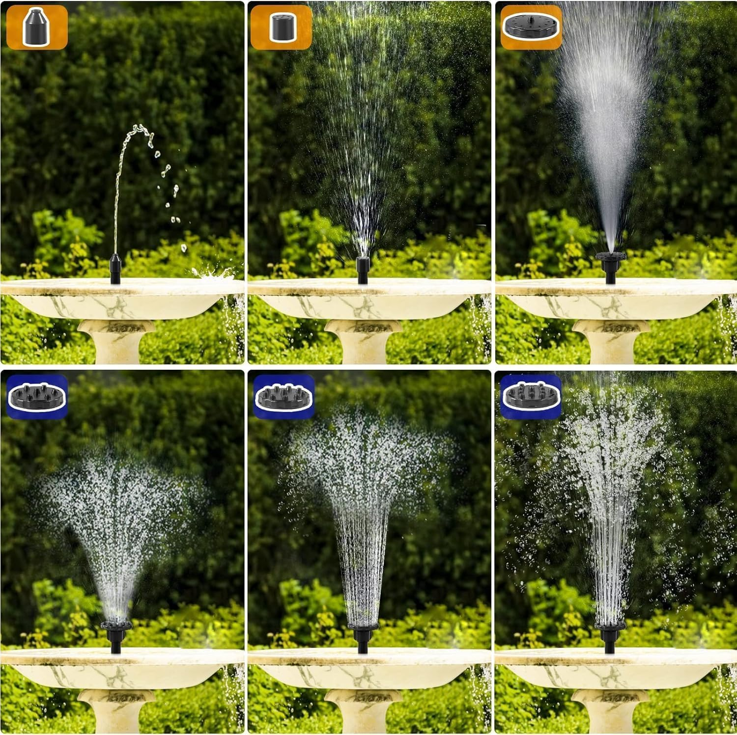 Solar Bird Bath Fountain Pump, 2025 Upgrade 2.5W Solar Fountain with 6 Nozzle, Standing Floating Powered Water Pump for Bird Bath, Garden, Pond, Pool, Outdoor image number 3