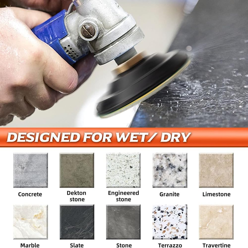 20 Pack 4 Inch Diamond Polishing Pads, Wet/Dry Granite Stone Polish Pad,50-6000 Grit Polishing Pads for Marble, 5/8&rsquo;&rsquo;-11 Backer Pad, Fit for Concrete Marble Rock Countertop Quartz image number 4