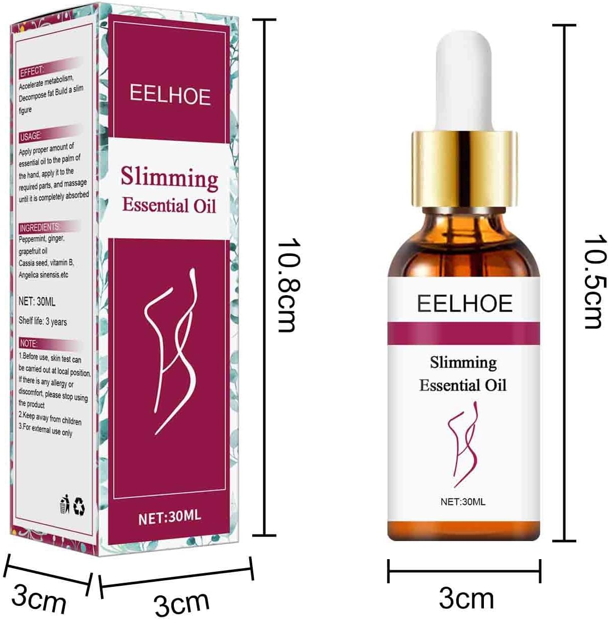 30Ml Belly Shaping Oil, Herbal Slimming Massage Oil, anti Cellulite Massage Oil, Fat Burning Massage Oil Natural Lymphatic Drainage Spa Essential Oil for Tummy Abdomen and Waist Stay 2PCS image number 5