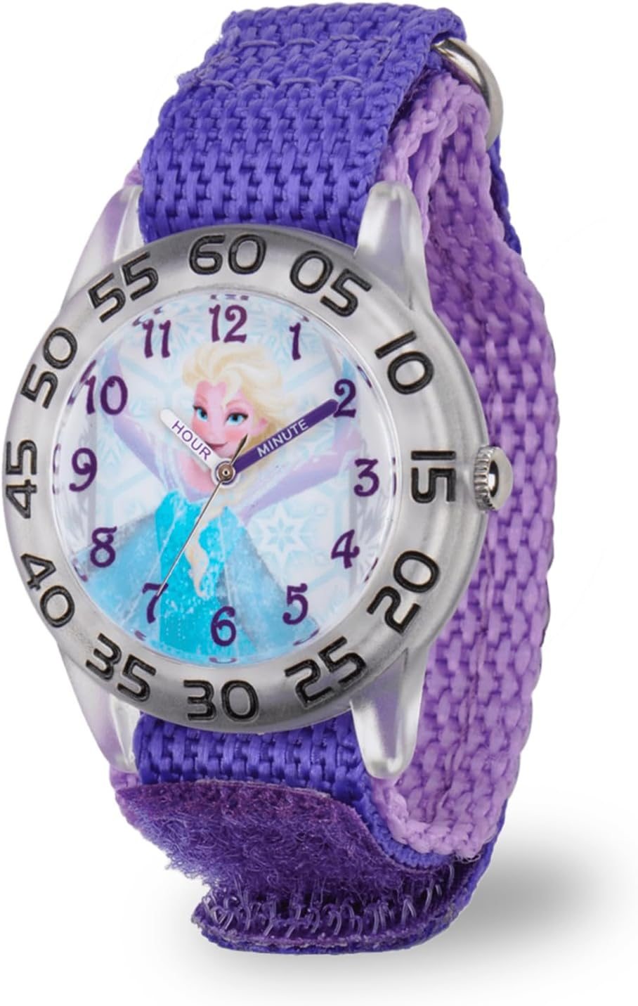 Disney Frozen Kids' Plastic Time Teacher Analog Quartz Nylon Strap Watch
