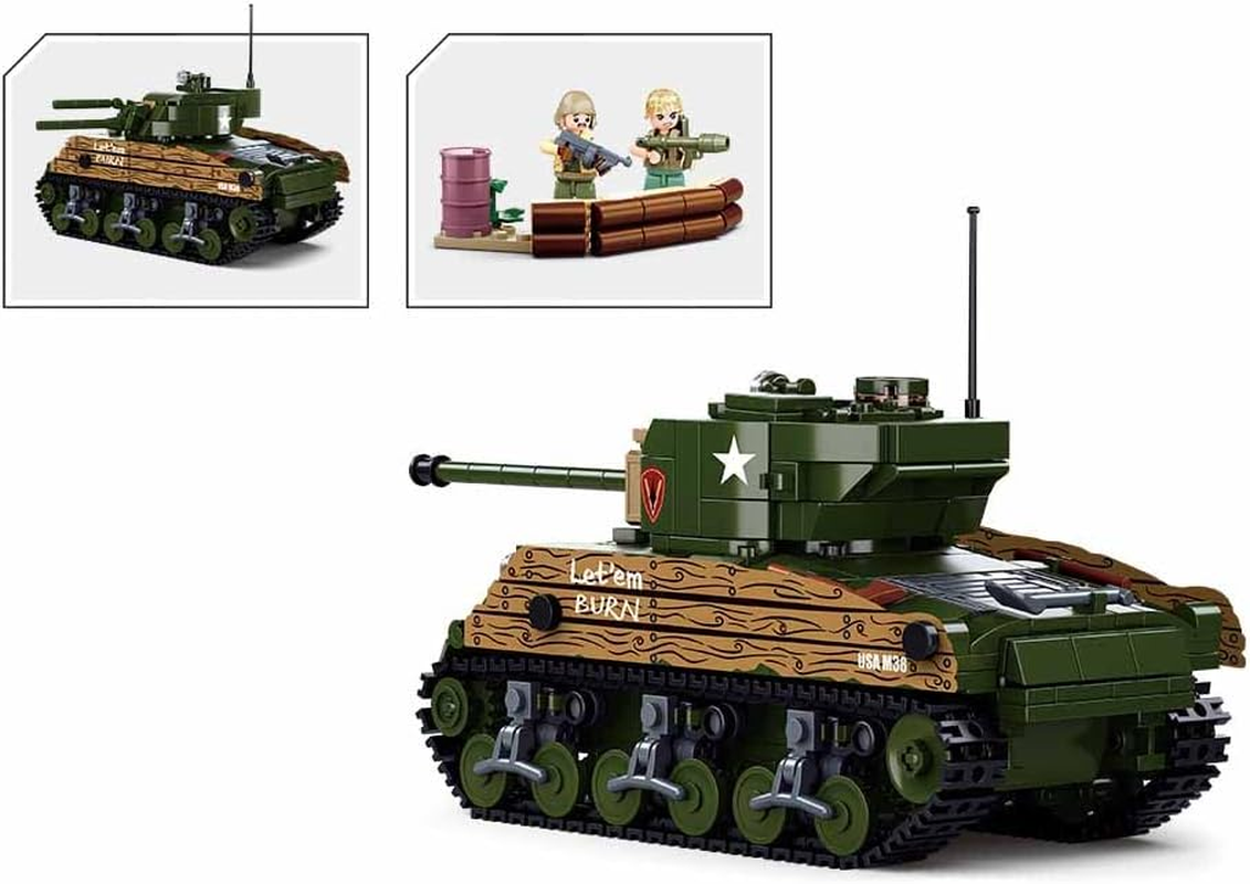 Sluban Klemmbausteine M38-B1110 WWII-M4A3 (76W) Medium Tank image number 1