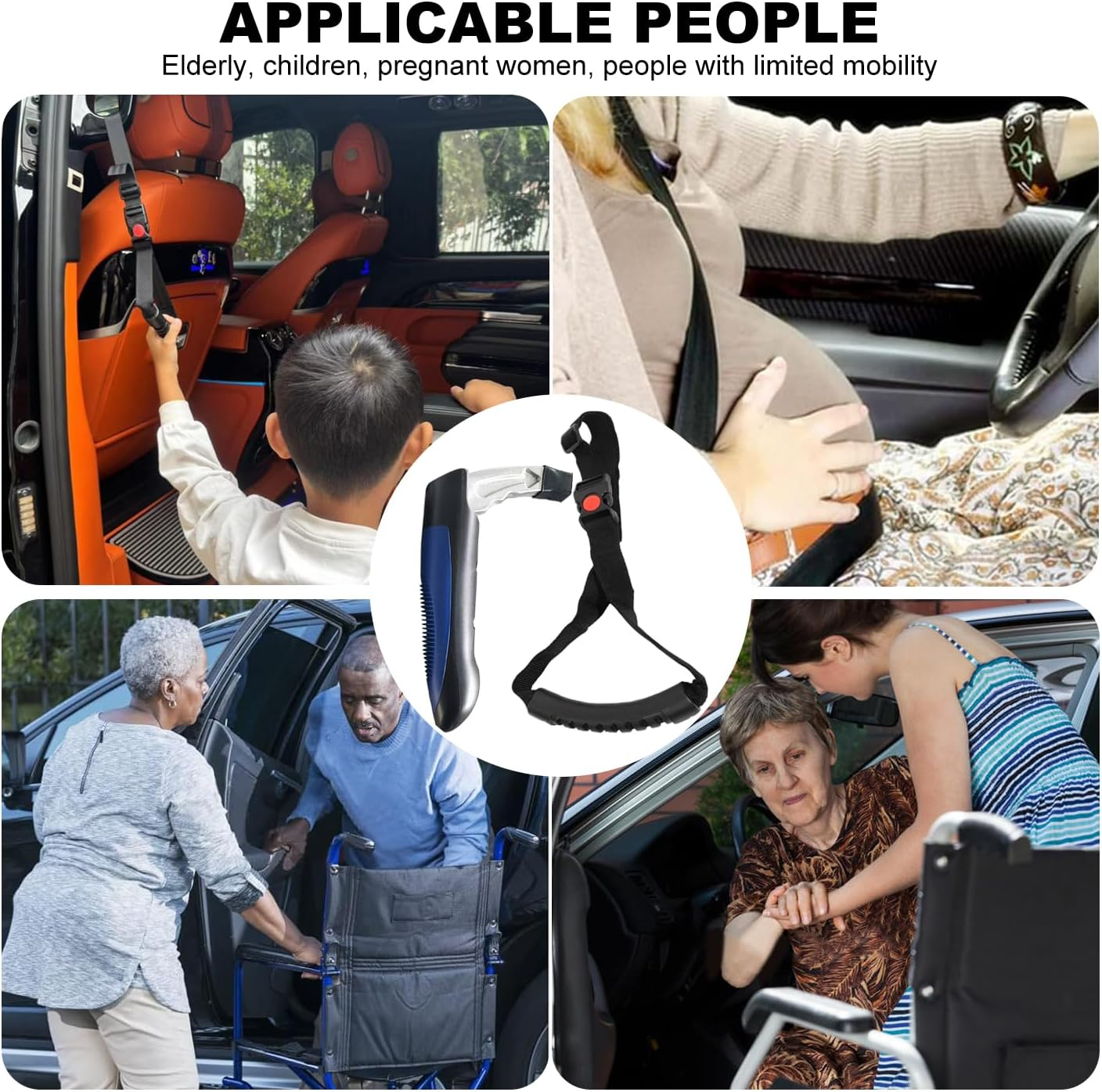 Portable Handle, 2PCS Door Grab Handle and Strap Tool Kit, Elderly Assist Handle Cane Automotive Door, Handles Handicapped Accessories for Able Elderly image number 5