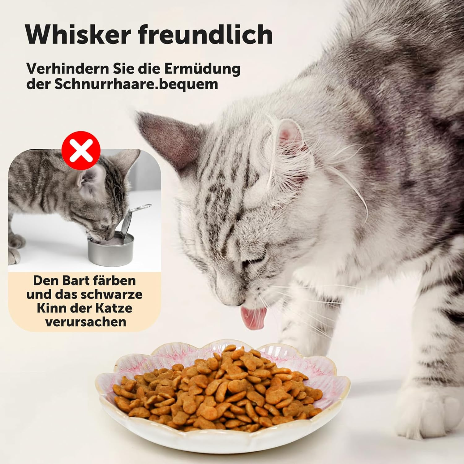 Skrtuan Ceramic Cat Bowl, Pack of 5 Cat Feeding Bowls, Cat Bowls for Kittens and Small Animals, Cat Food Bowl, Flat Feeding Bowl, Cat Bowl Set image number 2