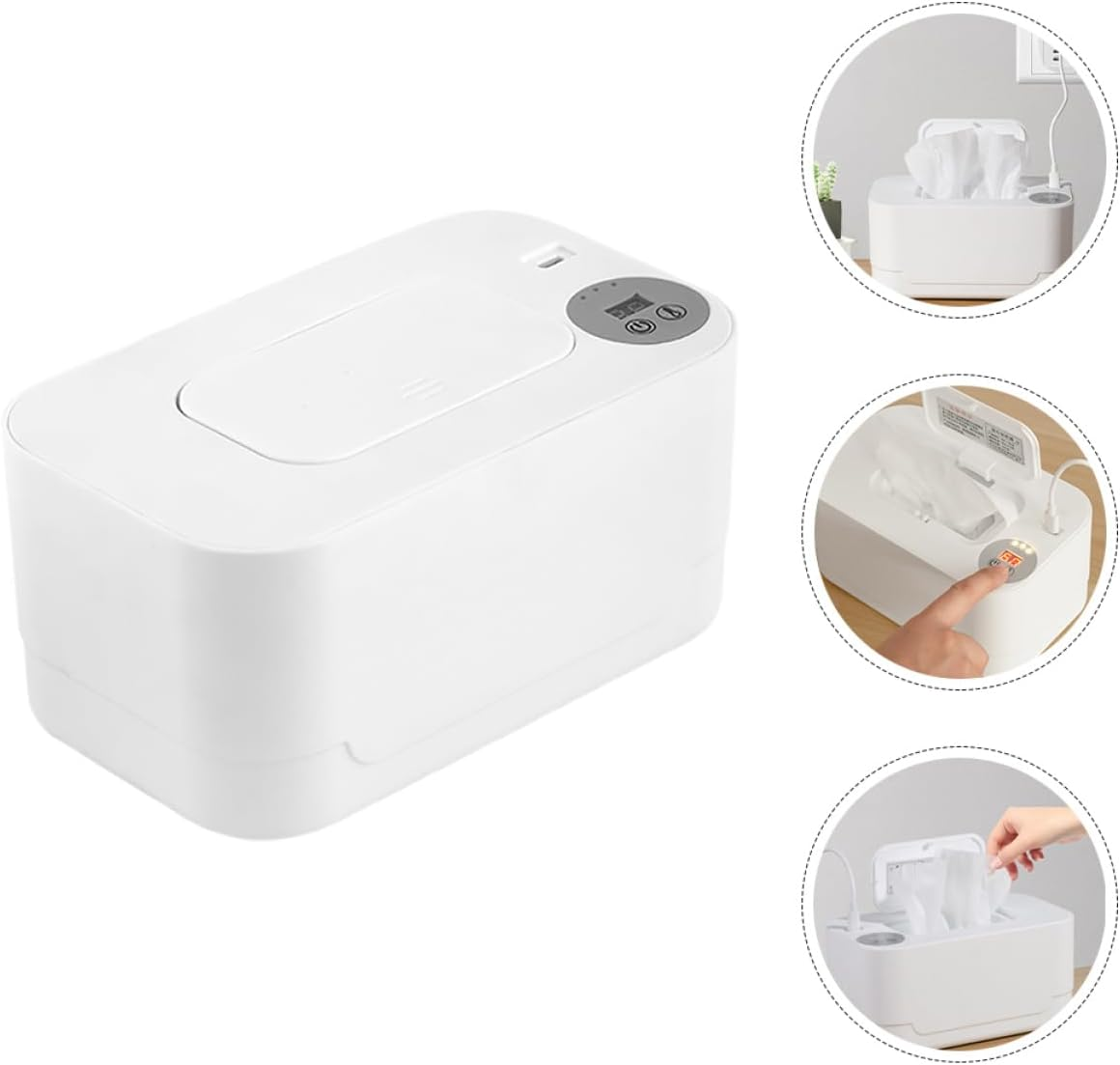 MAGICLULU Portable Wipes Warmer Heated Wet Wipes Dispenser Holder Warmer for Home Travel image number 3