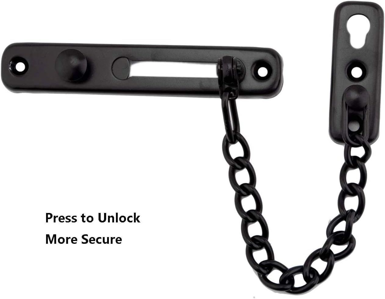 Stainless Steel Chain Door Lock，Heavy Duty inside Door Latch Guard Keyless Door Lock Add Extra Security with Spring Anti-Theft Press Lock Door Hardware for Home Security (Black, One Size) image number 3