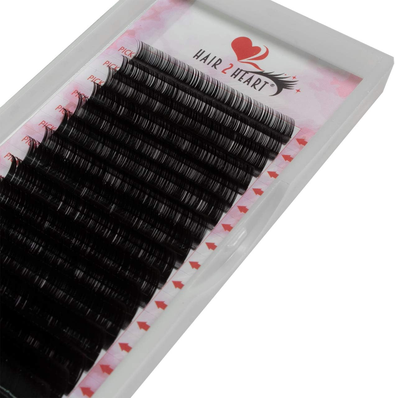 Hair2Heart 0.10 Thickness Volume B-Curl Silk Eyelash Extensions, 11 Mm Length image number 6