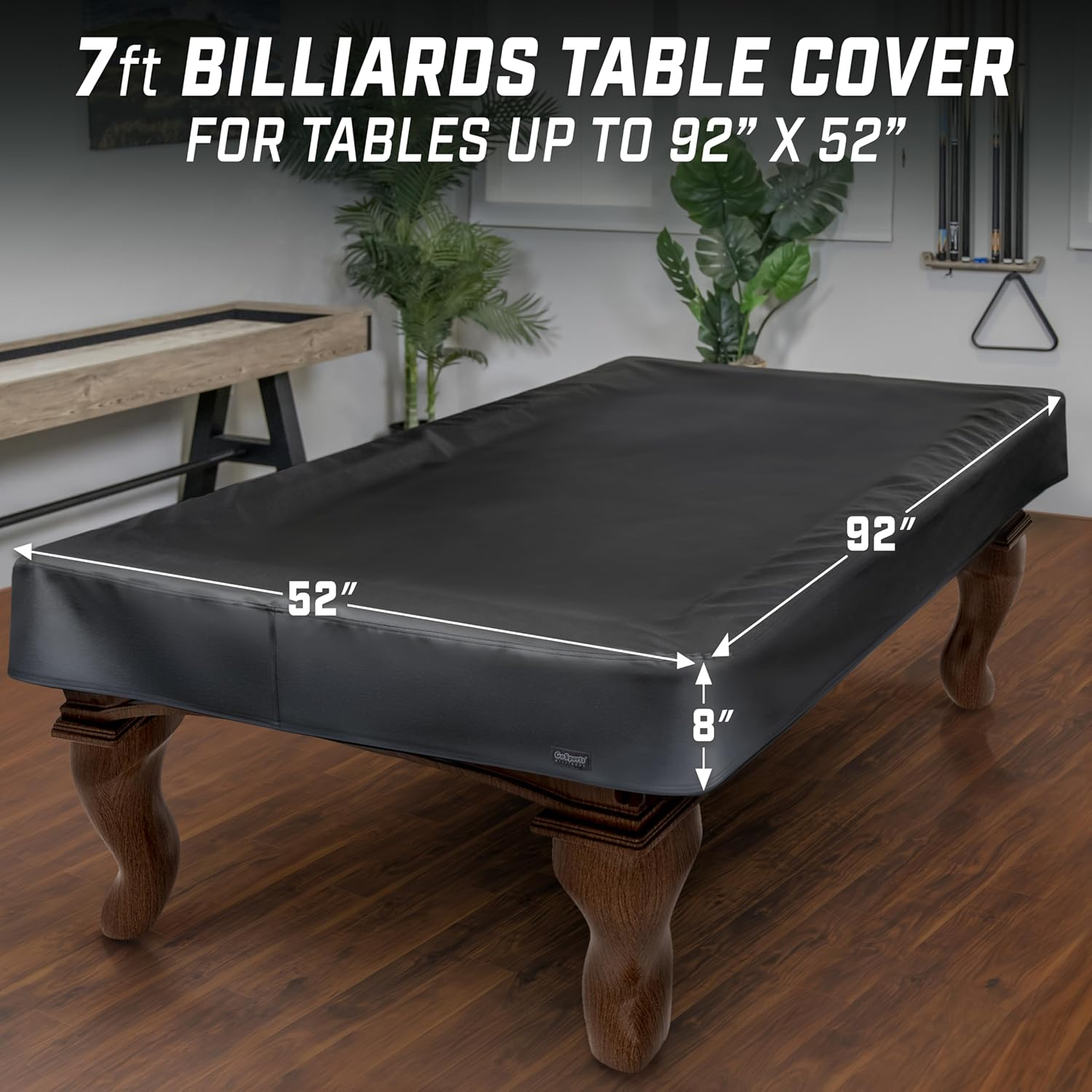 Gosports 7 Ft Premium Leatherette Pool Table Cover - Waterproof & Tearproof - Heavy Duty Indoor & Outdoor Billiard Table Cover - Black image number 3