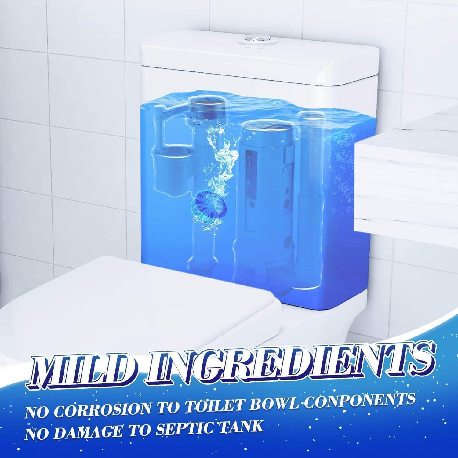 NATRUTH 20PCS Toilet Bowl Cleaner,Toilet Cistern Blocks,Long-Lasting Bathroom Cleaner Tablets,Powerful Rim & Bowl Cleaning,Lemon Scent,Individually Packaged