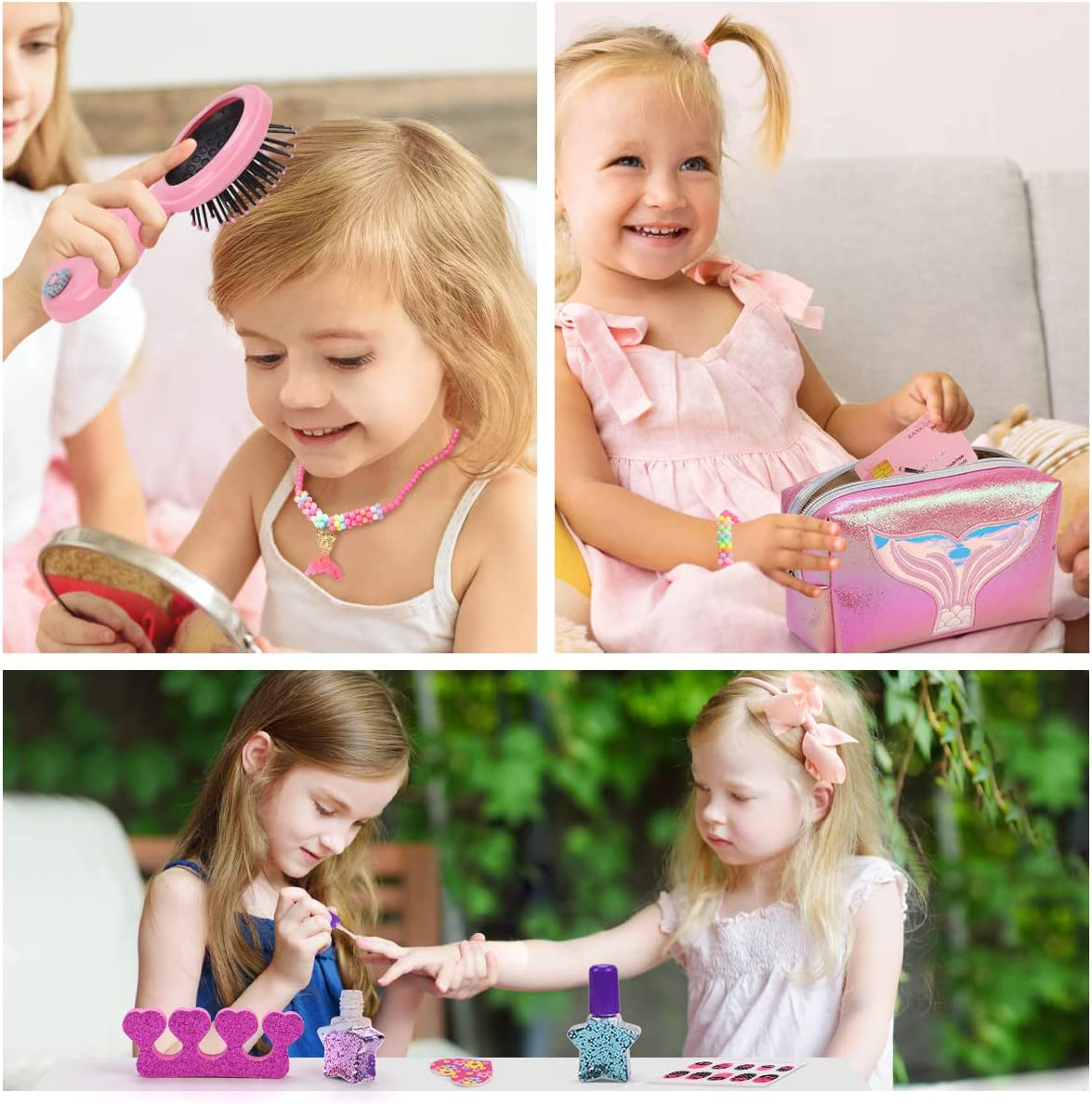 REMOKING 31 PCS Kids Makeup Toy Kit for Girls, Fake Makeup Set Toy W/Toddler Purse,Handbag, Toy Phone,Cosmetics Accessories,Pretend Play Beauty Set,Birthday Toy 3 4 5 6 7 8 Years Old Kids image number 3