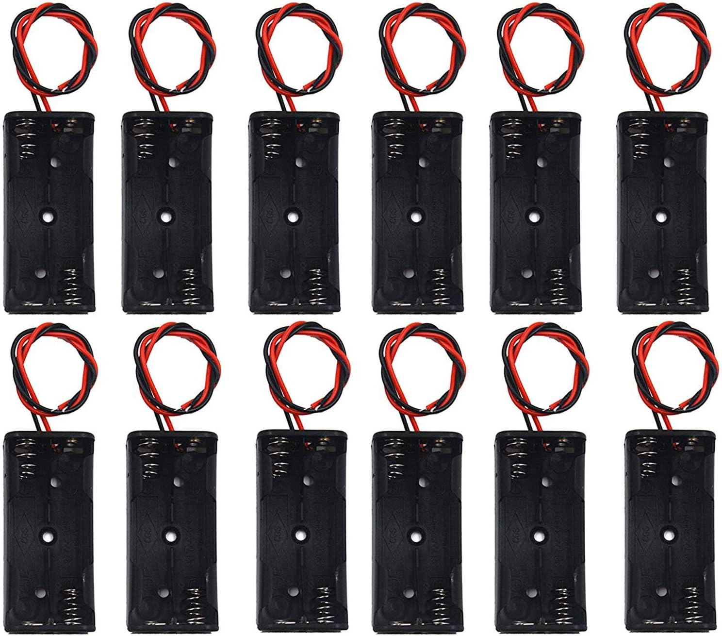 LAMPVPATH (Pack of 12) AAA Battery Holder, 2 X 1.5V AAA Battery Holder with Leads, AAA Battery Holder with Wires image number 1