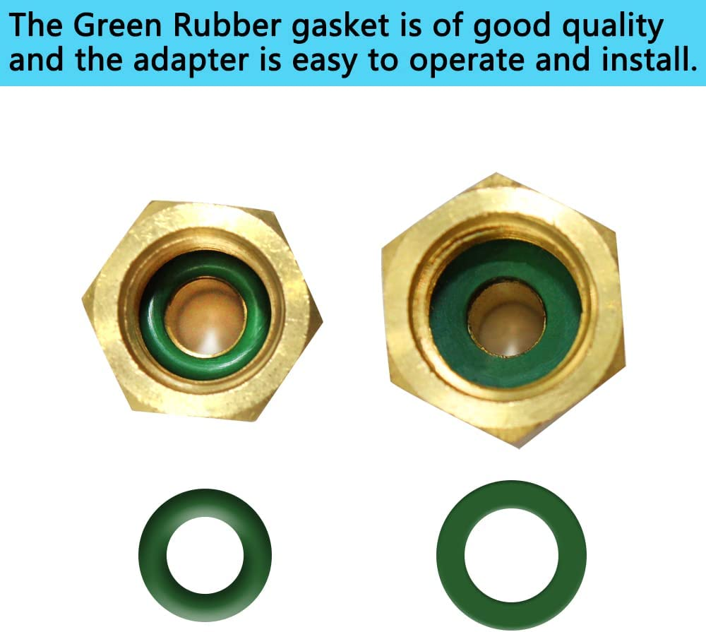 Sourceton 6 Pieces R134A Adapters, 6015 Brass Refrigerant Tank Adapter 1/2 in Female to 1/4 in Male Flare and 6014 Vacuum Pump Adapter 1/4 in Flare Female to 1/2 in Male image number 5
