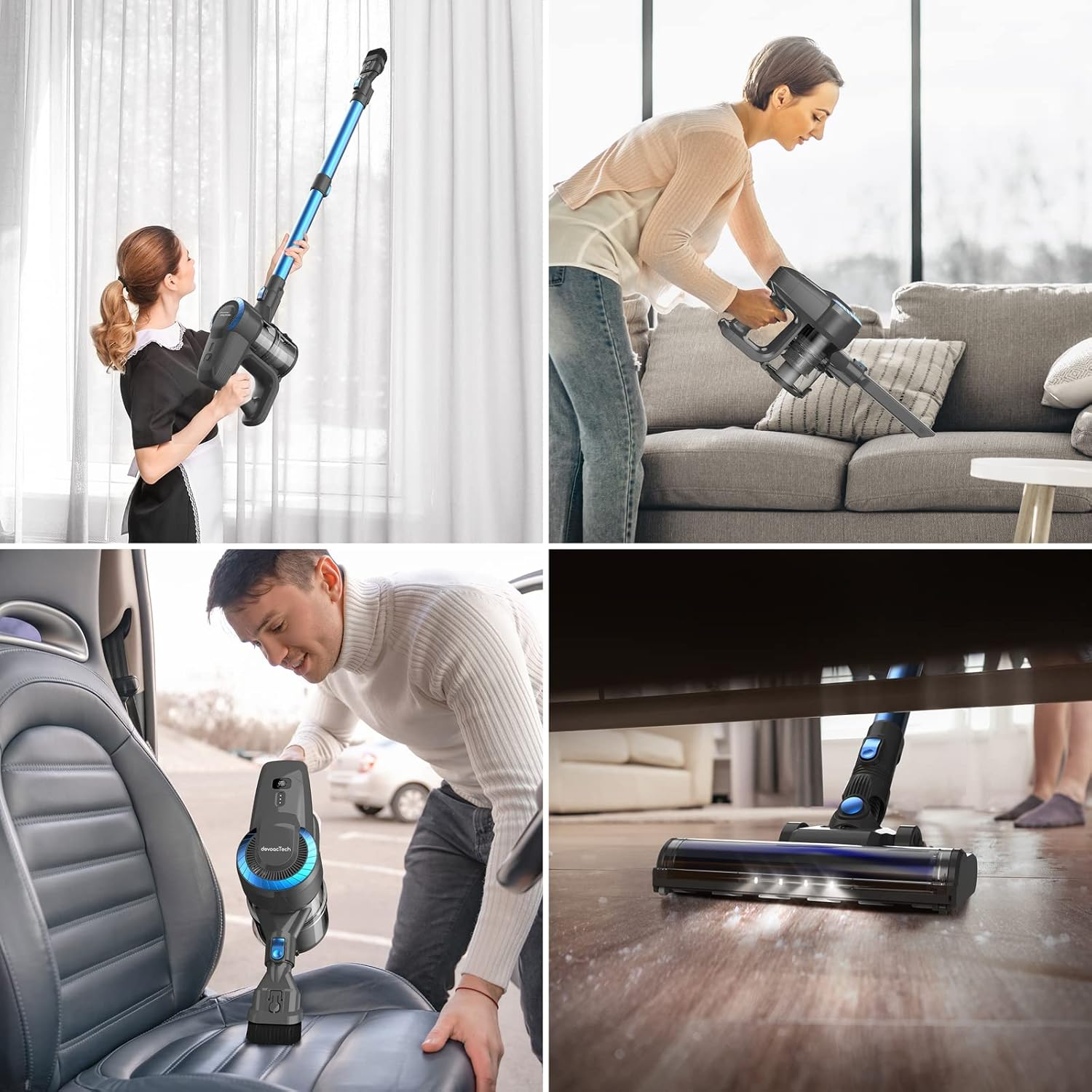 DEVOAC Cordless Vacuum Cleaner, 6 in 1 Ultra-Lightweight Stick Vacuum, 2200Mah Battery up to 40Mins Runtime, Powerful Handheld Vacuum for Hard Floor Carpet Pet Hair Home image number 4