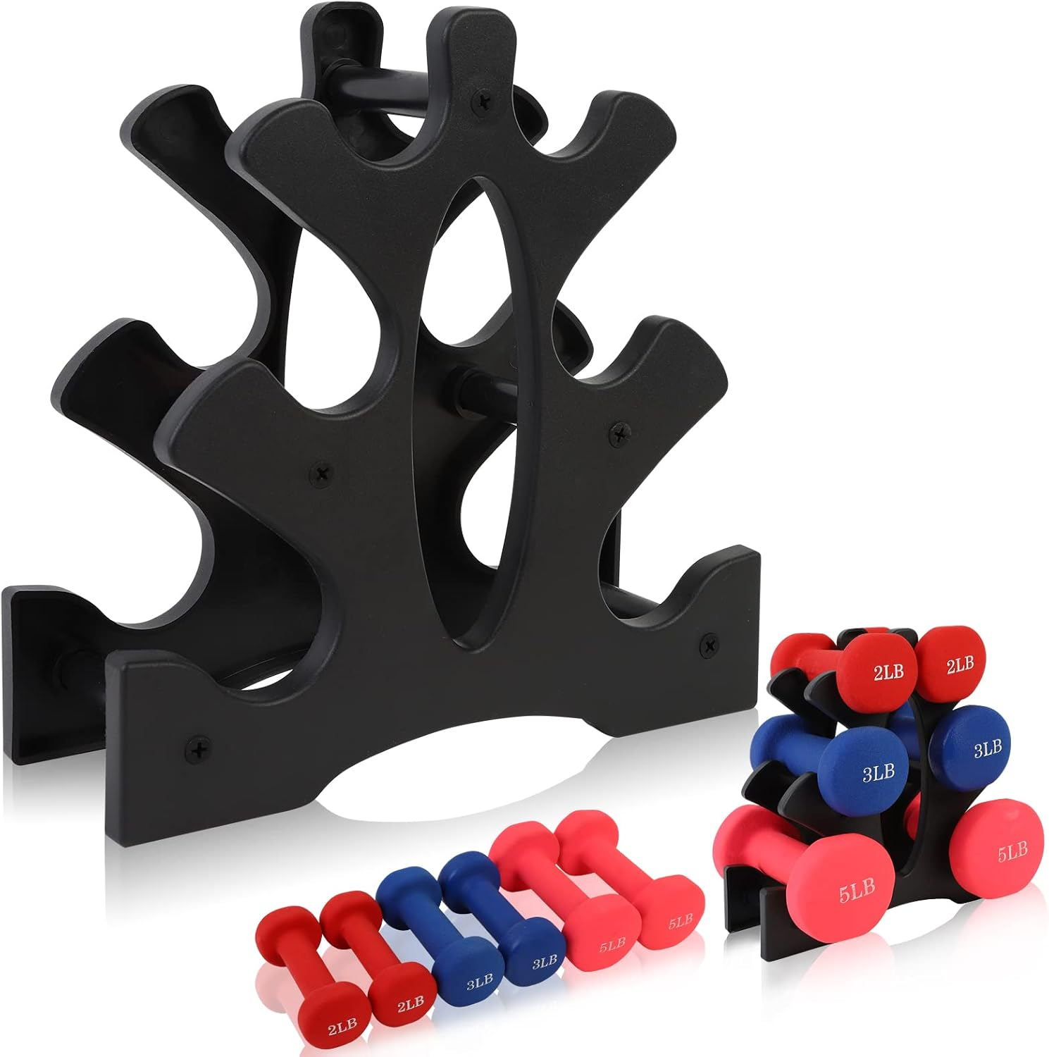 Small Weight Rack for Dumbbells - 3 Tier Dumbbell Rack Stand, Compact Weights Organizer Designed for Child Women Home Gym Exercise (1-5 LBS)