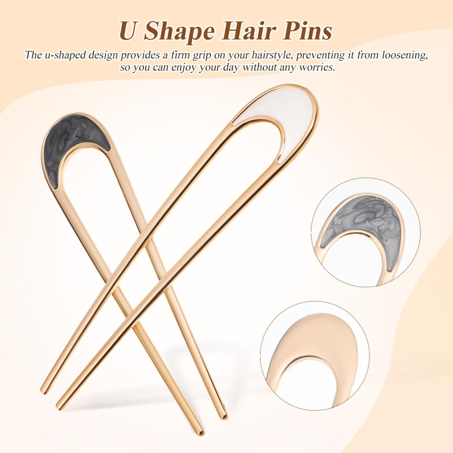 Healvian French Metal U Shape Hair Pins Bun Hair Styling Fashion Accessories for Women 4Pcs image number 6