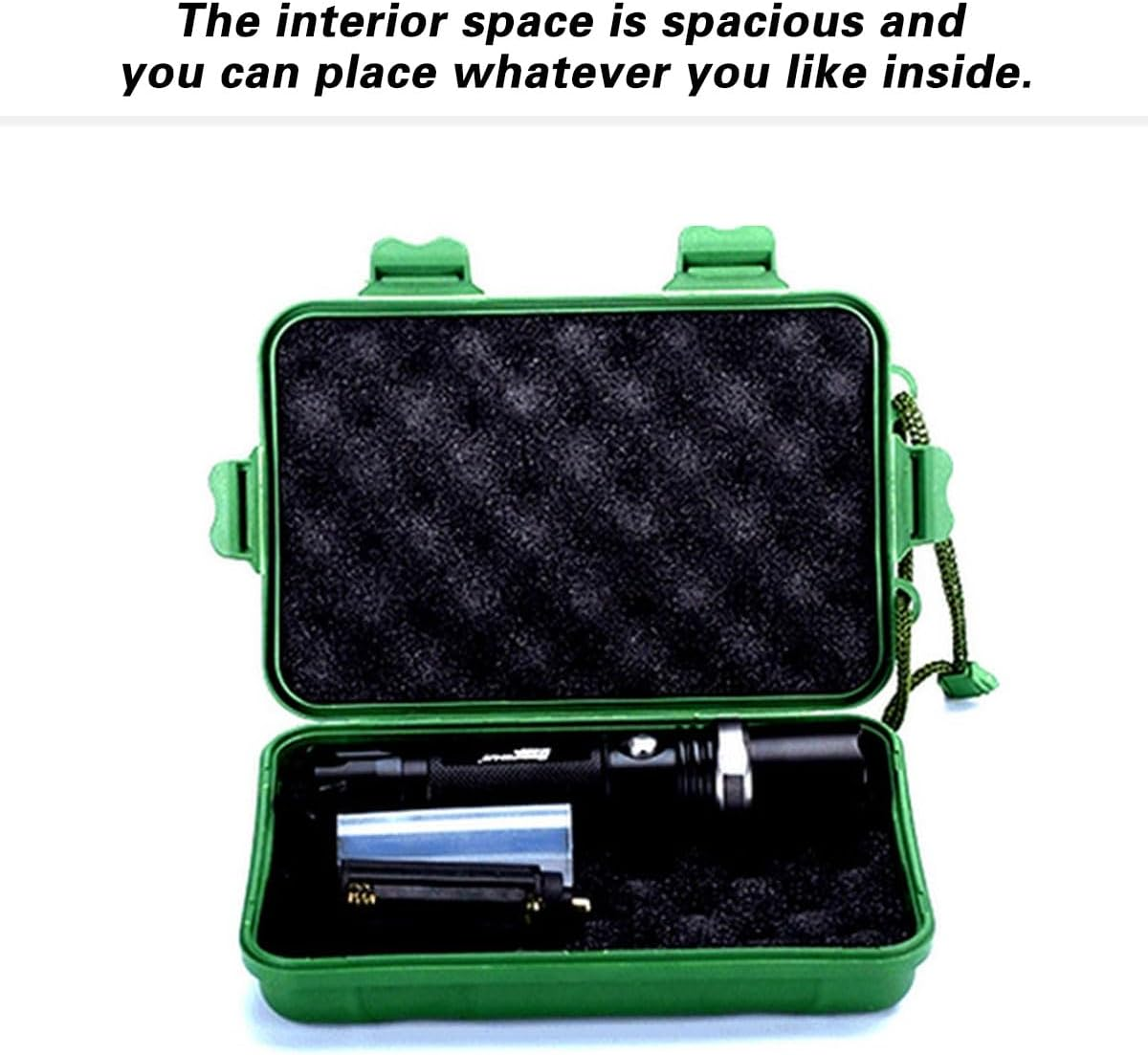 AIMALL Hard Plastic Flashlight Storage Case Army Green Waterproof Shockproof Box with Foam Liner for 6.8In/7.6In/8.2In/10In Lights Outdoor Tactical Use image number 6