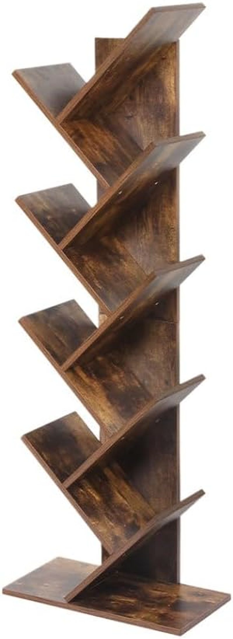 Levede Bookshelf Wooden Tree Bookcase 8-Tier Storage Home Decor Display Stand - Spacious, Sturdy, Easy Assembly(50Cm X 25Cm X 142Cm, Brown) image number 2